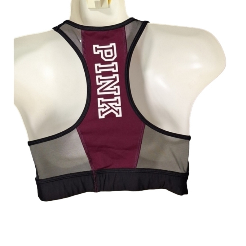 PINK Victoria Secret High Neck Raceback Sport Bra Burgundy